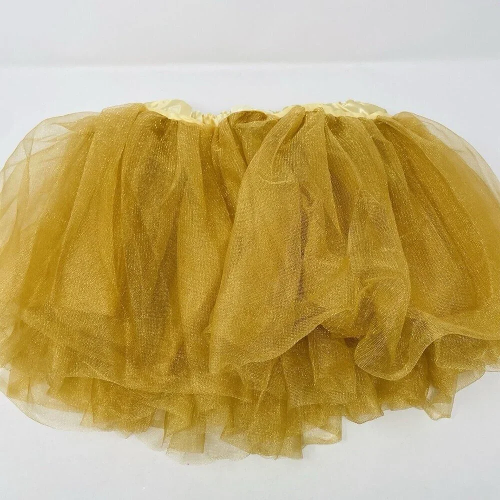 Youth Child Size S/M Mesh Tutu Skirt Gold Ideal for‎ Play Pretend Halloween 439